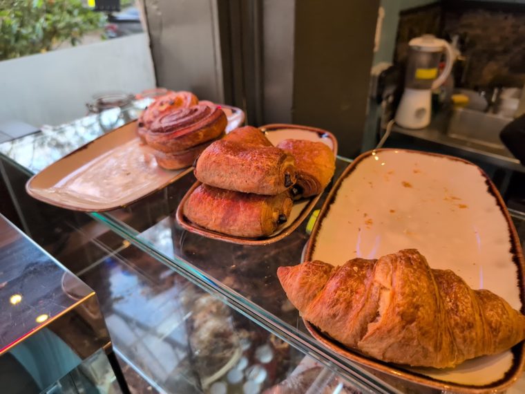 Cinnamon swirls and a Danish on the counter